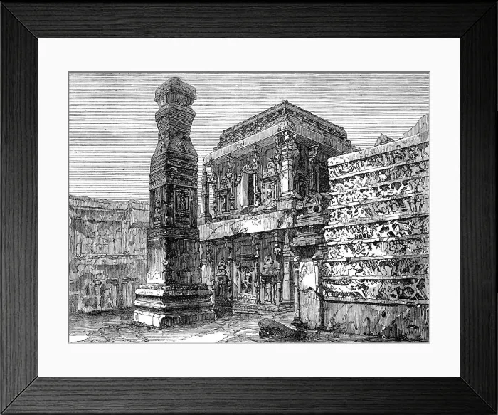 Framed Print : Indian Architecture: the Kylas at Ellora, (Hindu, ninth or tenth century), 1870. Creator: Unknown