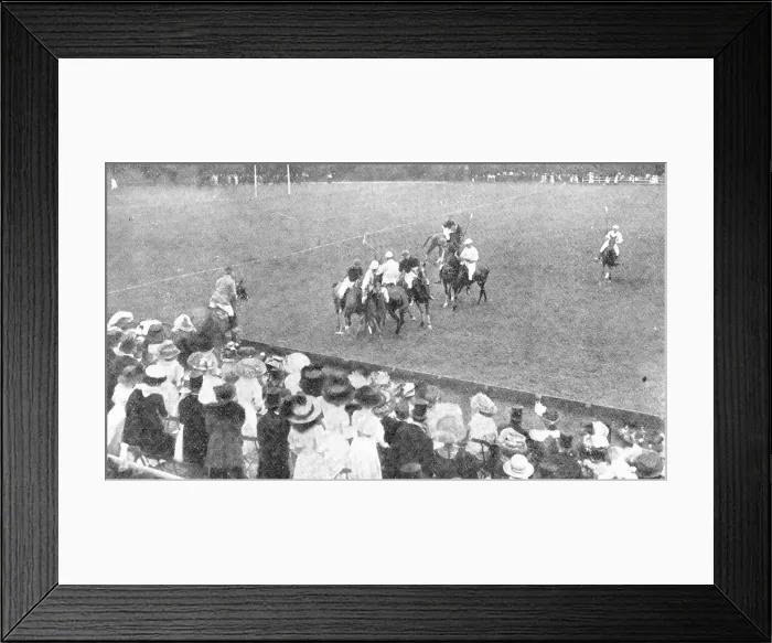 Framed Print : America winning the International Cup for Polo: last Monday's play at Hurlingham, 1909. Creator: Illustrations Bureau Framed Print : America winning the International Cup for Polo: last Monday's play at Hurlingham, 1909. Creator: Illustrations Bureau