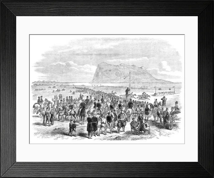 Framed Print : The Calpe Hunt Steeplechases, Gibraltar, 1870. Creator: Unknown Framed Print : The Calpe Hunt Steeplechases, Gibraltar, 1870. Creator: Unknown
