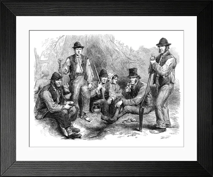 Framed Print : Sketches from Ireland: Meath lads on their garden plot at Crossakeel, 1870. Creator: Unknown Framed Print : Sketches from Ireland: Meath lads on their garden plot at Crossakeel, 1870. Creator: Unknown