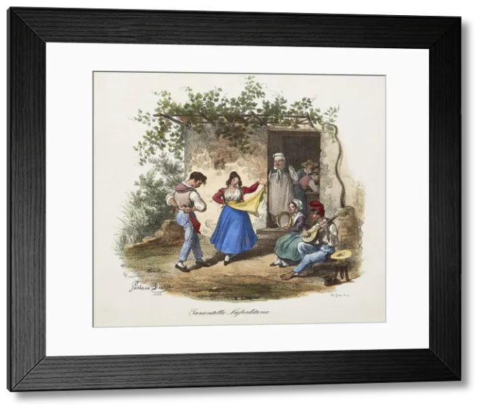 Framed Print : Tarantella. From Scene di vita e costumi napoletani, 1840. Creator: Dura; Gaetano (1805-1878) Framed Print : Tarantella. From Scene di vita e costumi napoletani, 1840. Creator: Dura; Gaetano (1805-1878)