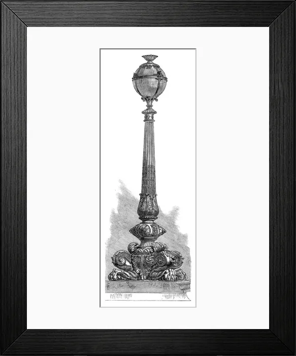 Framed Print : Lamp on the Thames Embankment, 1870. Creator: Unknown Framed Print : Lamp on the Thames Embankment, 1870. Creator: Unknown