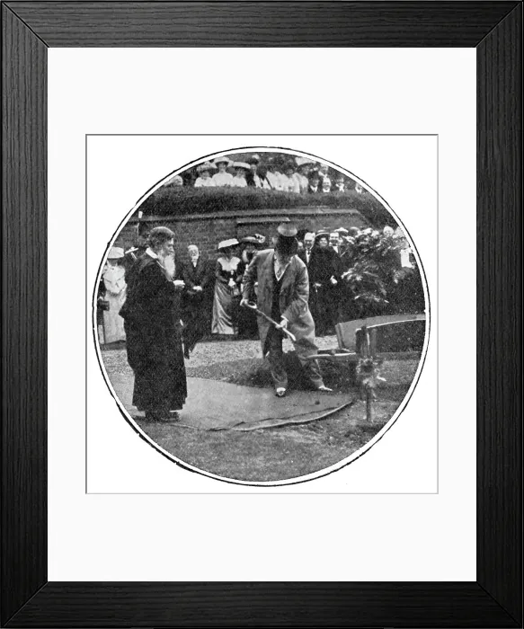 Framed Print : The King planting his oak at Rugby School, 1909. Creators: World's Graphic Press, Montague Dixon Framed Print : The King planting his oak at Rugby School, 1909. Creators: World's Graphic Press, Montague Dixon