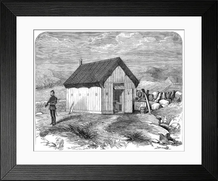 Framed Print : Sketches from Ireland: portable hut for police in Mayo, 1870. Creator: Unknown Framed Print : Sketches from Ireland: portable hut for police in Mayo, 1870. Creator: Unknown