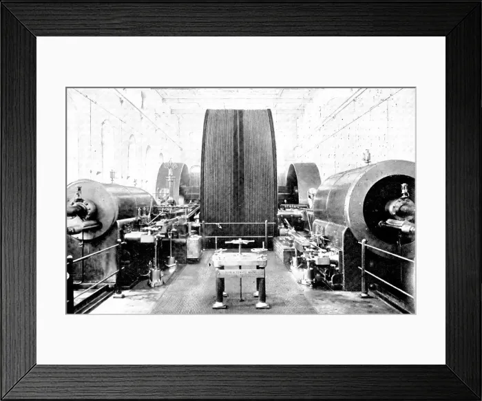 Framed Print : That which makes the wheels go round': a large engine in an Indian jute-factory, 1909. Creator: Unknown Framed Print : That which makes the wheels go round': a large engine in an Indian jute-factory, 1909. Creator: Unknown