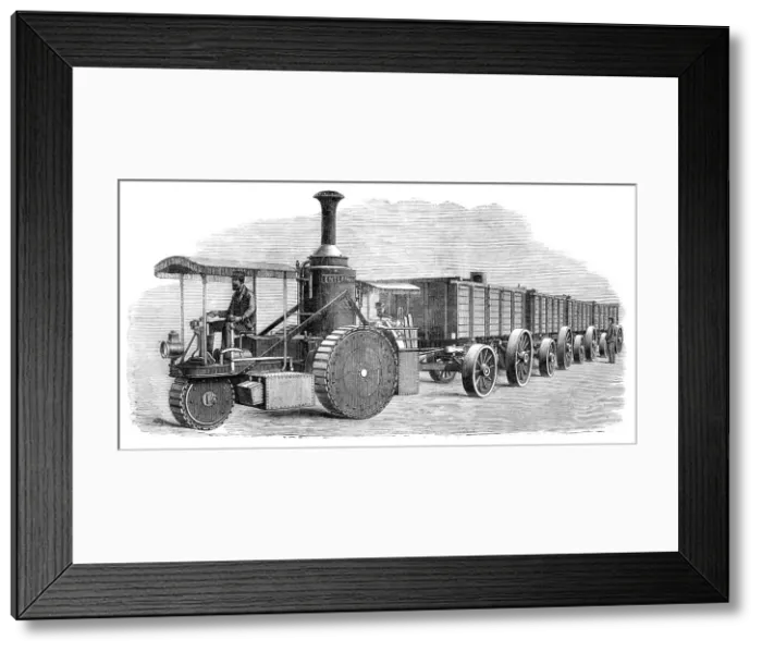 Framed Print : Thomson's road-steamer and coal-waggons, 1870. Creator: Unknown Framed Print : Thomson's road-steamer and coal-waggons, 1870. Creator: Unknown