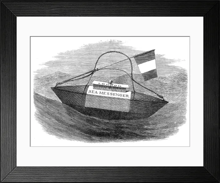 Framed Print : The Sea-Messenger, to convey letters from ships in peril, 1870. Creator: Unknown Framed Print : The Sea-Messenger, to convey letters from ships in peril, 1870. Creator: Unknown