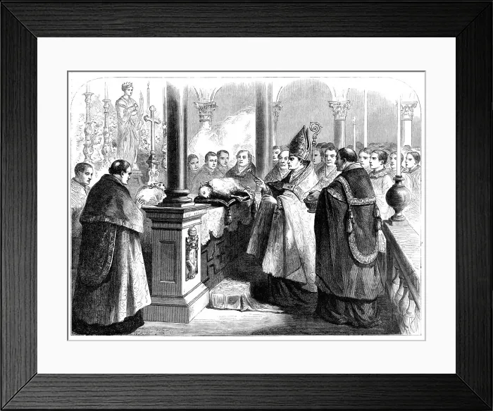 Framed Print : Blessing the Paschal Lambs in the church of St. Agnes, Rome, 1870. Creator: W. H Framed Print : Blessing the Paschal Lambs in the church of St. Agnes, Rome, 1870. Creator: W. H