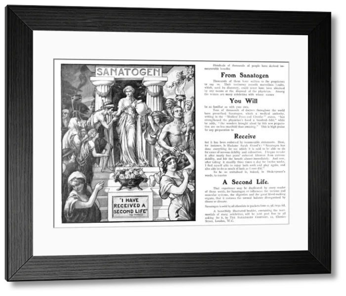 Framed Print : Sanatogen: I have received a second life, 1909. Creator: Edward Frederick Skinner Framed Print : Sanatogen: I have received a second life, 1909. Creator: Edward Frederick Skinner