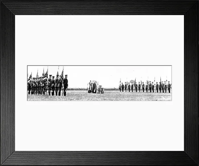 Framed Print : The Royal Review...in Worsley Park:the Bishop of Manchester blessing the Colours... 1909. Creator: Topical Press Agency Framed Print : The Royal Review...in Worsley Park:the Bishop of Manchester blessing the Colours... 1909. Creator: Topical Press Agency
