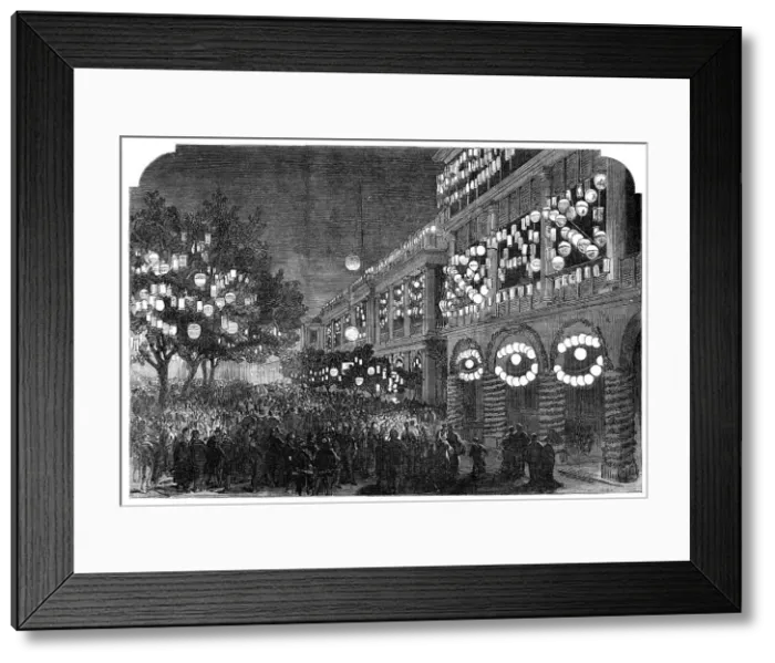 Framed Print : The Duke of Edinburgh in China: the Hong-Kong Club illuminated, 1870. Creator: Unknown Framed Print : The Duke of Edinburgh in China: the Hong-Kong Club illuminated, 1870. Creator: Unknown