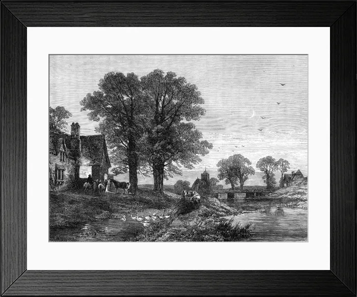 Framed Print : The Smithy, by the late T. Creswick, R.A. 1870. Creator: Unknown Framed Print : The Smithy, by the late T. Creswick, R.A. 1870. Creator: Unknown