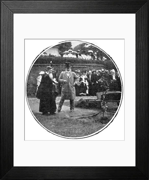 Framed Print : The King planting his oak at Rugby School, 1909. Creators: World's Graphic Press, Montague Dixon Framed Print : The King planting his oak at Rugby School, 1909. Creators: World's Graphic Press, Montague Dixon