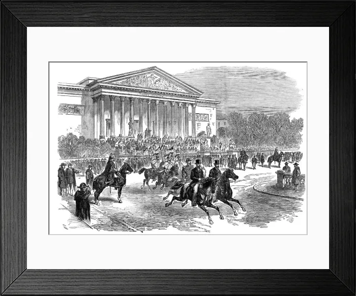 Framed Print : Funeral of Victor Noir: scene outside the Palace of the Corps Legislatif, 1870. Creator: Unknown Framed Print : Funeral of Victor Noir: scene outside the Palace of the Corps Legislatif, 1870. Creator: Unknown