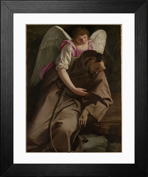 Framed Print : Saint Francis supported by an Angel, 1610-1612. Creator: Gentileschi; Orazio (1563-1638) Framed Print : Saint Francis supported by an Angel, 1610-1612. Creator: Gentileschi; Orazio (1563-1638)