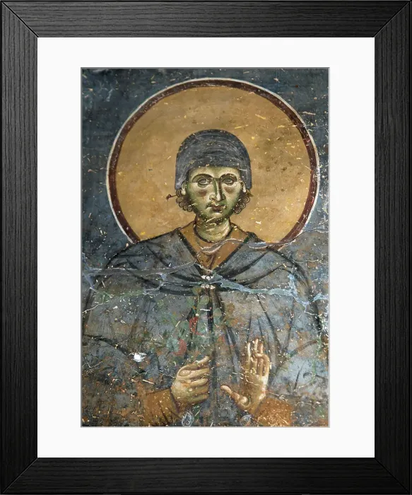 Framed Print : Saint Euphrosynos the Cook of Alexandria, 12th century. Creator: Byzantine Master () Framed Print : Saint Euphrosynos the Cook of Alexandria, 12th century. Creator: Byzantine Master ()