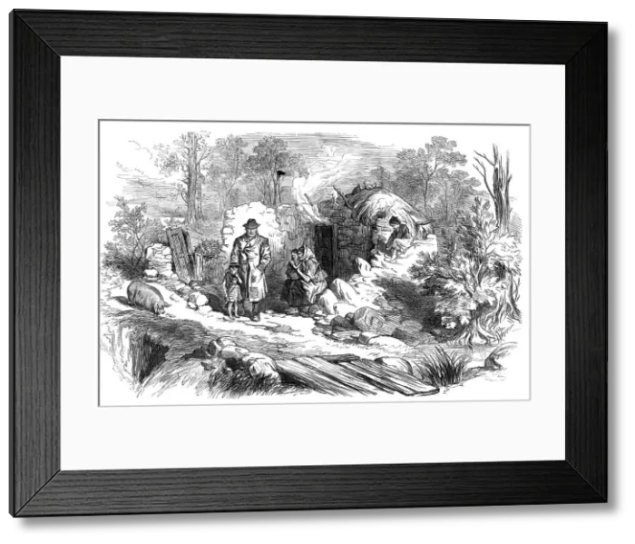 Framed Print : Sketches from Ireland: cabin on the estate of Lord Castlemaine, in Kilkenny West, 1870. Creator: Unknown Framed Print : Sketches from Ireland: cabin on the estate of Lord Castlemaine, in Kilkenny West, 1870. Creator: Unknown