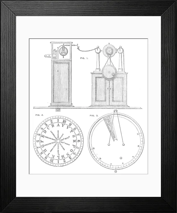 Framed Print : Telegraph diagram and reading-plate of Sir F. Ronald's electric telegraph, 1870. Creator: Unknown Framed Print : Telegraph diagram and reading-plate of Sir F. Ronald's electric telegraph, 1870. Creator: Unknown
