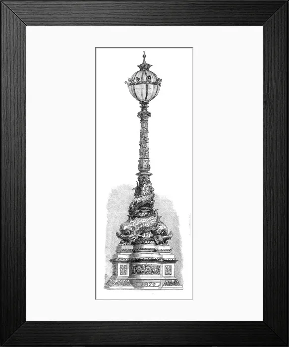 Framed Print : Lamp on the Thames Embankment, 1870. Creator: Unknown Framed Print : Lamp on the Thames Embankment, 1870. Creator: Unknown