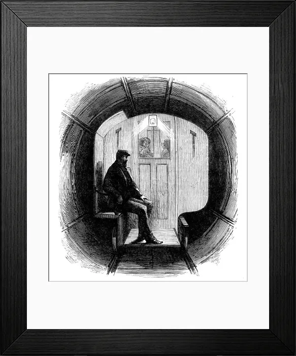 Framed Print : The Thames Subway at Tower-Hill: omnibus carriage, 1870. Creator: Unknown Framed Print : The Thames Subway at Tower-Hill: omnibus carriage, 1870. Creator: Unknown