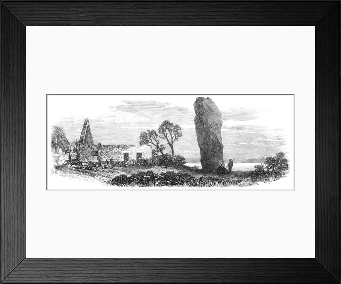Framed Print : Prehistoric Remains in Jersey: the Menhir le Quesnel, 1870. Creator: Unknown Framed Print : Prehistoric Remains in Jersey: the Menhir le Quesnel, 1870. Creator: Unknown