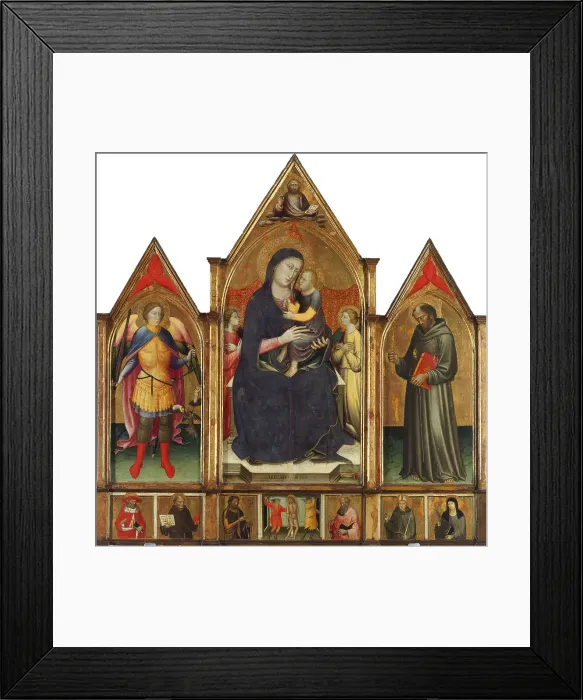 Framed Print : Madonna and Child with Saints Michael and Francis, c1400. Creator: Mariotto di Nardo (active 1394-1424) Framed Print : Madonna and Child with Saints Michael and Francis, c1400. Creator: Mariotto di Nardo (active 1394-1424)