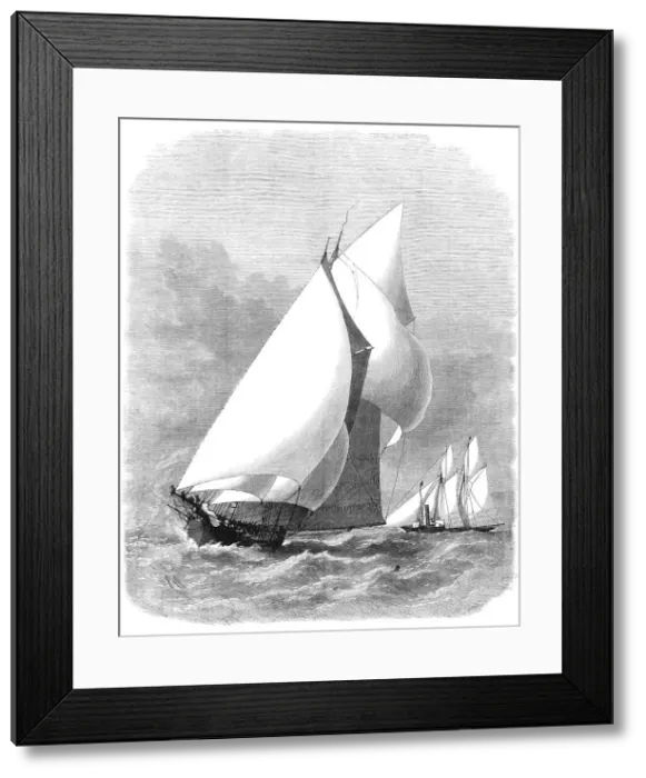 Framed Print : The International Yacht-Race: the Sappho and Cambria rounding off St. Catherine's, 1870. Creator: Unknown Framed Print : The International Yacht-Race: the Sappho and Cambria rounding off St. Catherine's, 1870. Creator: Unknown