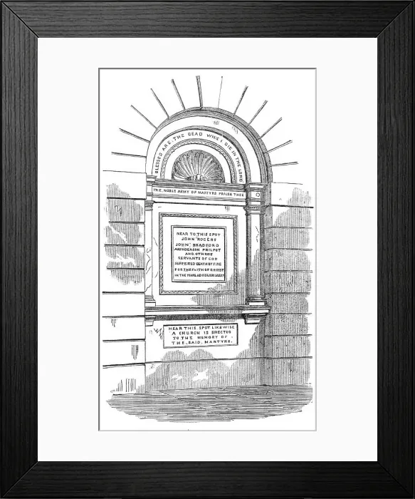 Framed Print : The Martyrs Memorial, Smithfield, 1870. Creator: Unknown Framed Print : The Martyrs Memorial, Smithfield, 1870. Creator: Unknown