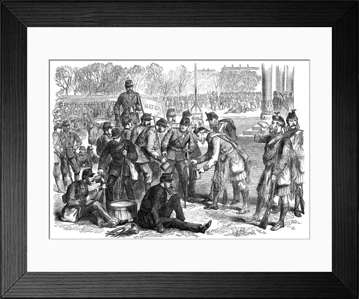 Framed Print : The Easter Volunteer Review: preparing for the field, 1870. Creator: Unknown Framed Print : The Easter Volunteer Review: preparing for the field, 1870. Creator: Unknown