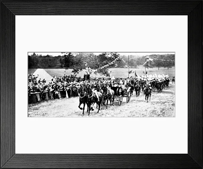 Framed Print : The Royal Review...in Worsley Park:the arrival of the King and Queen... 1909. Creator: Topical Press Agency Framed Print : The Royal Review...in Worsley Park:the arrival of the King and Queen... 1909. Creator: Topical Press Agency