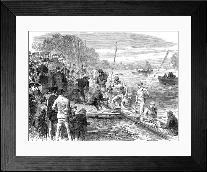 Framed Print : The Cambridge University boat crew returning from practice, 1870. Creator: Unknown Framed Print : The Cambridge University boat crew returning from practice, 1870. Creator: Unknown