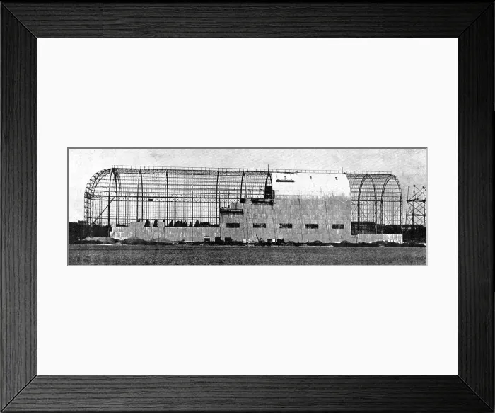 Framed Print : A sight England is to see before long: a shed for a dirigible balloon under construction...1909. Creator: Illustrations Bureau Framed Print : A sight England is to see before long: a shed for a dirigible balloon under construction...1909. Creator: Illustrations Bureau