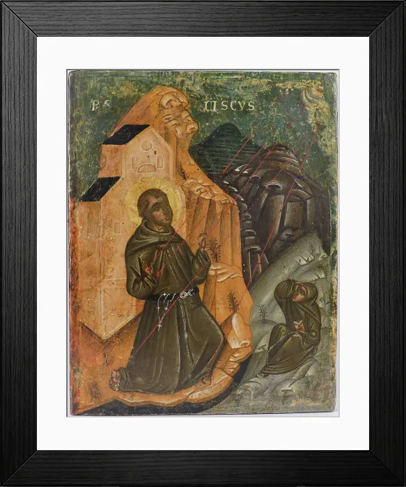 Framed Print : Saint Francis receives the Stigmata, 15th century. Creator: Anonymous () Framed Print : Saint Francis receives the Stigmata, 15th century. Creator: Anonymous ()