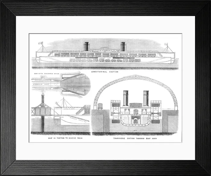 Framed Print : The Channel Railway Ferry: sections of the proposed steam-boat, 1870. Creator: Unknown Framed Print : The Channel Railway Ferry: sections of the proposed steam-boat, 1870. Creator: Unknown