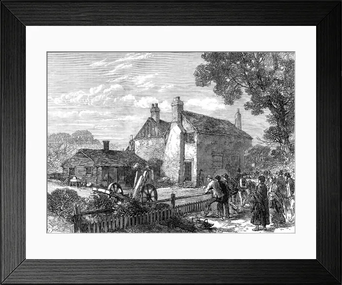 Framed Print : House of the family murdered at Denham, near Uxbridge, 1870. Creator: Unknown Framed Print : House of the family murdered at Denham, near Uxbridge, 1870. Creator: Unknown