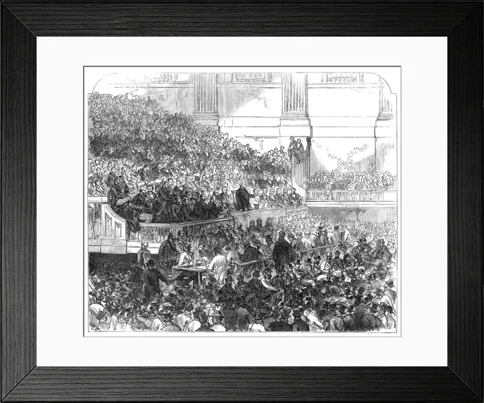 Framed Print : Mr. Bright speaking at the Townhall, Birmingham, 1870. Creator: C J R Framed Print : Mr. Bright speaking at the Townhall, Birmingham, 1870. Creator: C J R