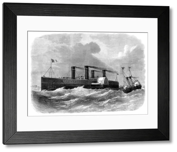 Framed Print : The Channel Railway Ferry: proposed steam-boat to convey the trains, 1870. Creator: Unknown Framed Print : The Channel Railway Ferry: proposed steam-boat to convey the trains, 1870. Creator: Unknown