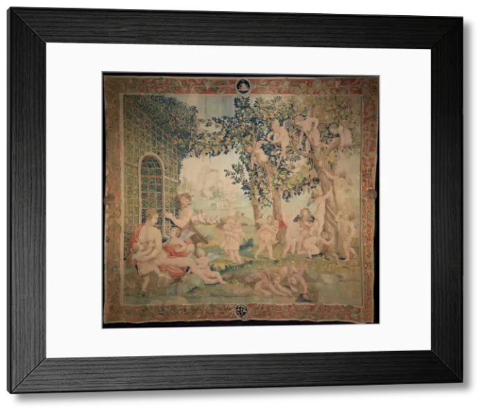 Framed Print : Venus, Satyr and Putti (Tapestry), c1540. Creator: Karcher (Carchera); Nicolas (Nicola) (active 1517-1562) Framed Print : Venus, Satyr and Putti (Tapestry), c1540. Creator: Karcher (Carchera); Nicolas (Nicola) (active 1517-1562)