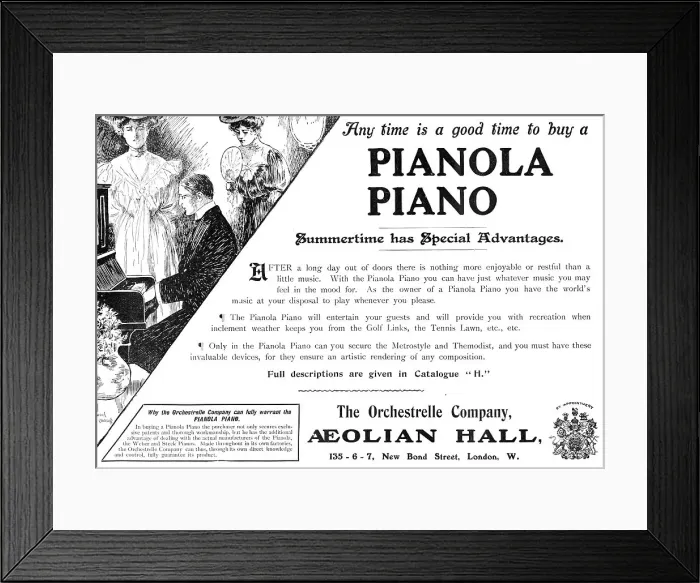 Framed Print : Any time is a good time to buy a Pianola Piano, 1909. Creator: Unknown Framed Print : Any time is a good time to buy a Pianola Piano, 1909. Creator: Unknown