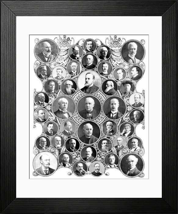 Framed Print : In the public eye at Manchester, 1909. Creators: Lafayette, Elliott & Fry, Medrington, Russell, Brooks Framed Print : In the public eye at Manchester, 1909. Creators: Lafayette, Elliott & Fry, Medrington, Russell, Brooks