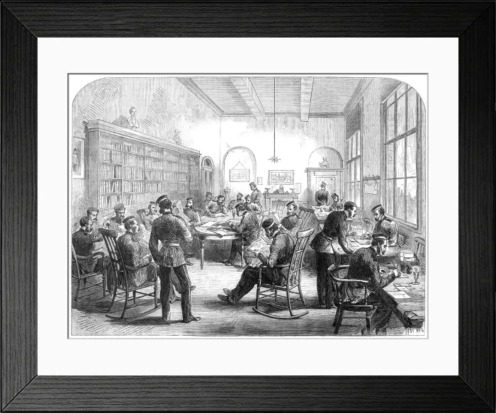 Framed Print : The Guards Institute, Vauxhall-Bridge-Road: the Reading-Room, 1869. Creator: Unknown Framed Print : The Guards Institute, Vauxhall-Bridge-Road: the Reading-Room, 1869. Creator: Unknown