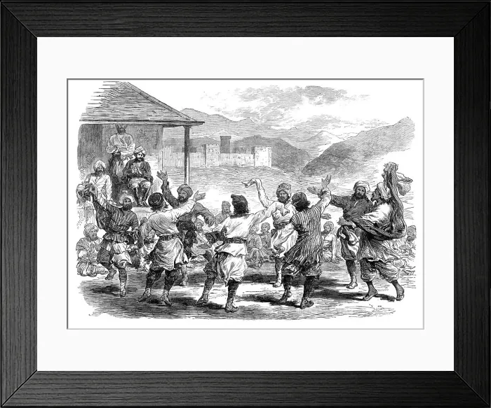 Framed Print : A dance at Gilghit, 1870. Creator: Unknown Framed Print : A dance at Gilghit, 1870. Creator: Unknown
