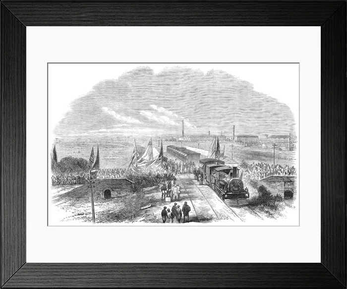 Framed Print : Departure of the Duke of Edinburgh from the Parell Station...Great Indian Peninsular Railway, 1870. Creator: Unknown