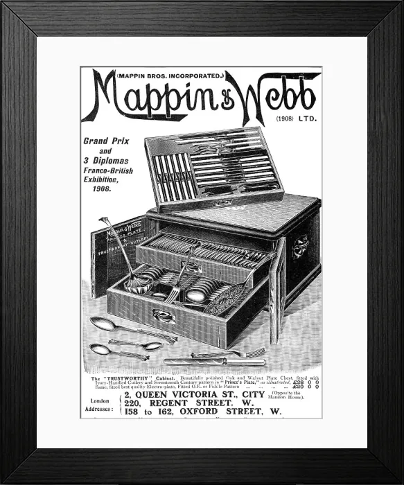 Framed Print : Mappin & Webb: the Trustworthy Cabinet, 1909. Creator: Unknown Framed Print : Mappin & Webb: the Trustworthy Cabinet, 1909. Creator: Unknown