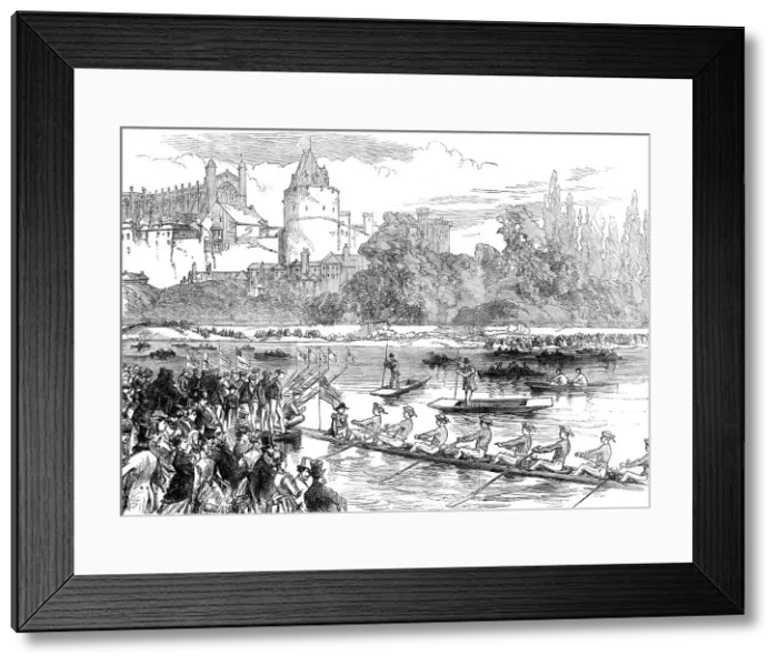 Framed Print : The Fourth of June at Eton: the boats leaving the Brocas for Surley Hall, 1870. Creator: Unknown Framed Print : The Fourth of June at Eton: the boats leaving the Brocas for Surley Hall, 1870. Creator: Unknown