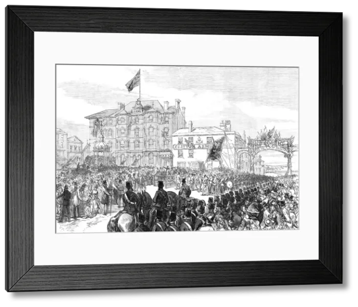 Framed Print : Opening of a new promenade and drinking-fountain at Blackpool, Lancashire, 1870. Creator: Unknown Framed Print : Opening of a new promenade and drinking-fountain at Blackpool, Lancashire, 1870. Creator: Unknown