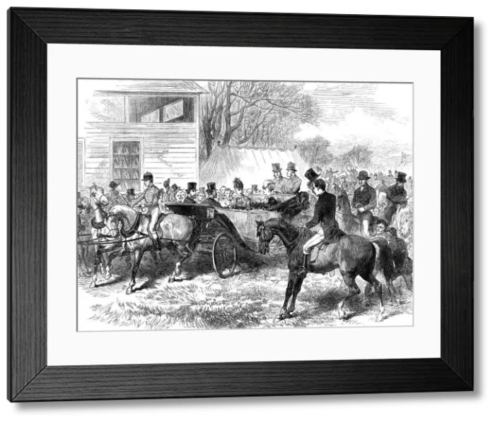 Framed Print : The Cambridgeshire Steeplechase, Cottenham: arrival of the Prince and Princess of Wales, 1870. Creator: Unknown Framed Print : The Cambridgeshire Steeplechase, Cottenham: arrival of the Prince and Princess of Wales, 1870. Creator: Unknown