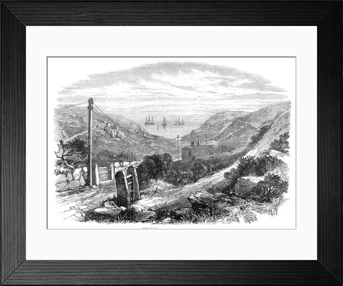 Framed Print : Falmouth, Gibraltar, and Mediterranean Telegraph: the cliffs at Porthcurnew Bay, Cornwall, 1870. Creator: Unknown Framed Print : Falmouth, Gibraltar, and Mediterranean Telegraph: the cliffs at Porthcurnew Bay, Cornwall, 1870. Creator: Unknown