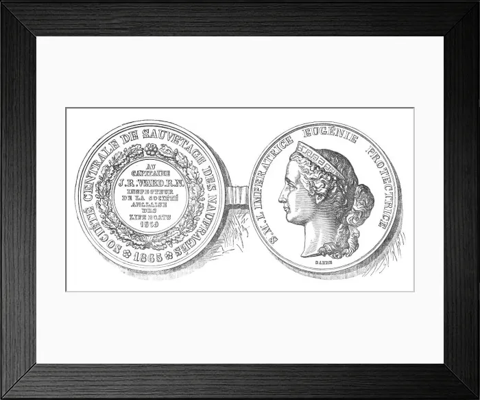 Framed Print : Medal presented to Captain Ward, 1870. Creator: Unknown Framed Print : Medal presented to Captain Ward, 1870. Creator: Unknown