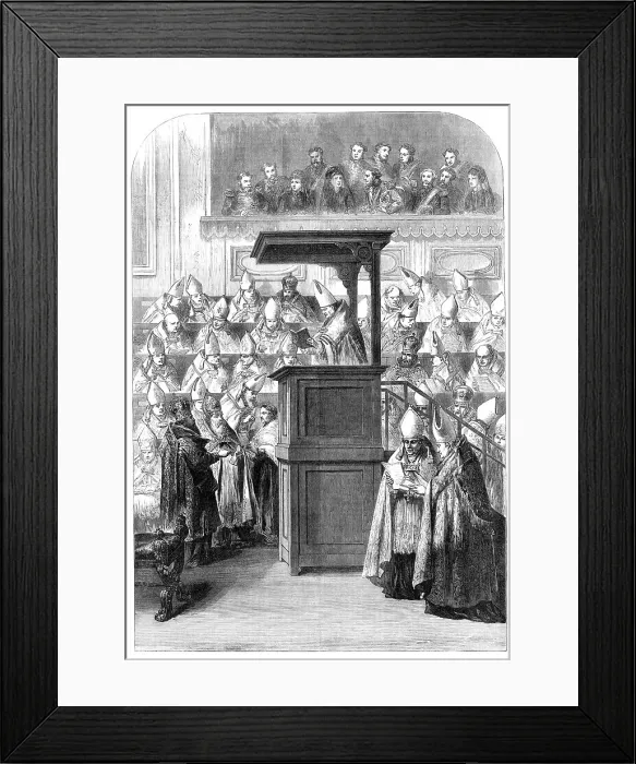 Framed Print : The Papal Great Council at Rome: Reading Out The Decrees, 1870. Creator: Unknown Framed Print : The Papal Great Council at Rome: Reading Out The Decrees, 1870. Creator: Unknown